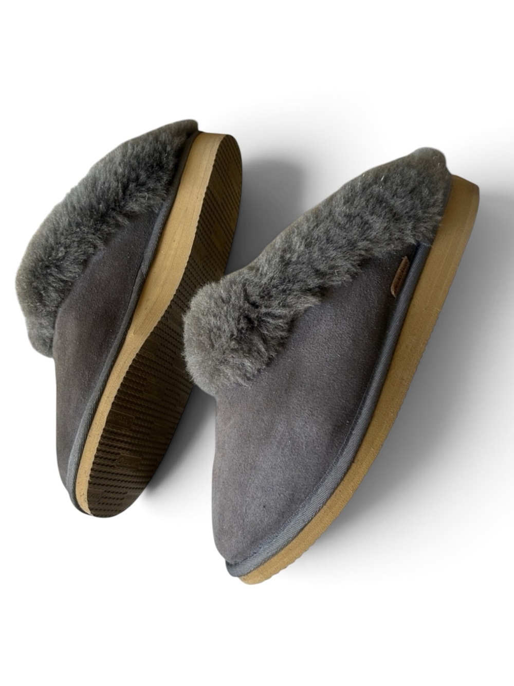 OVERLAND Australian Merino Sheepskin Fur  Mules Indoor Outdoor Sole Grey Size 8